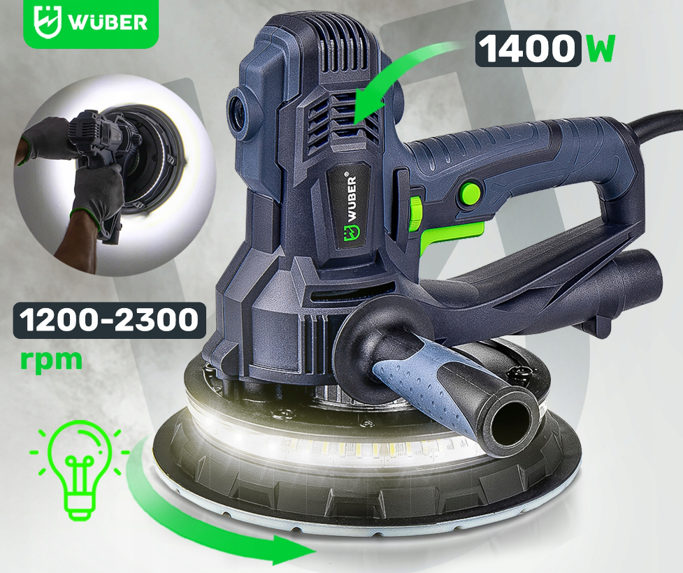 Шліфмашина для стін Wuber 1400 Вт 180 мм (W2660312) - фото 9 Шліфмашина для стін Wuber 1400 Вт 180 мм (W2660312) - фото 9