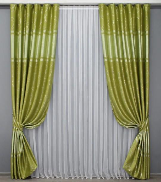 Шторы софт 1,5х2,7 м 2 шт. Оливковый (462ш)