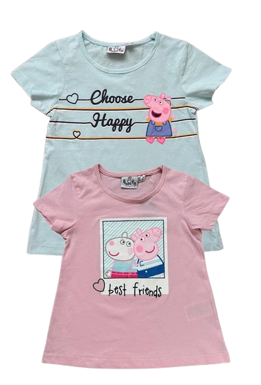 Футболка Peppa Pig 2 шт. 4/6 років 110-116 см Рожево-блакитний (001300367)