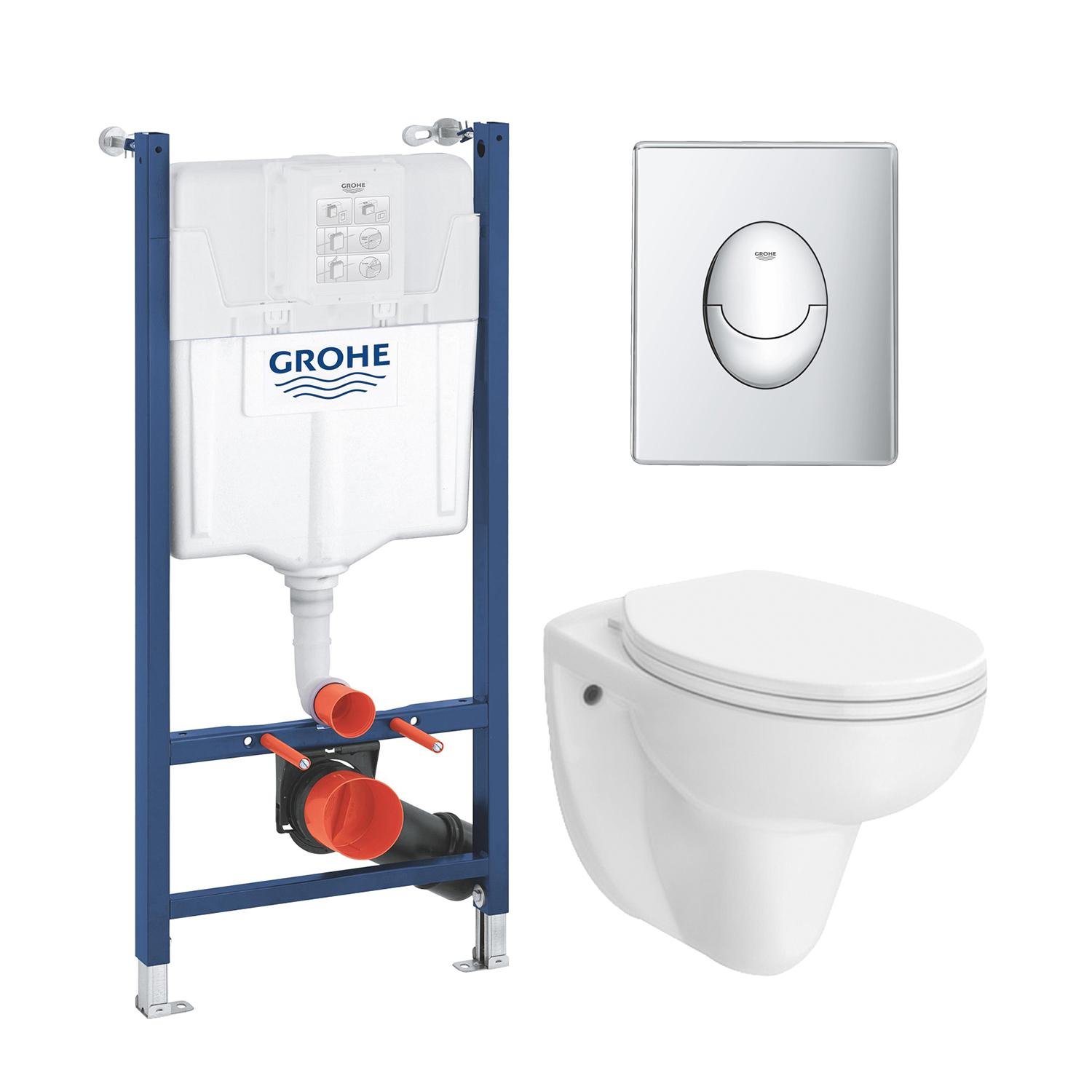 Комплект инсталляции Grohe Solido Start UA38971964A CV032251 с унитазом кнопка Хром (175425)