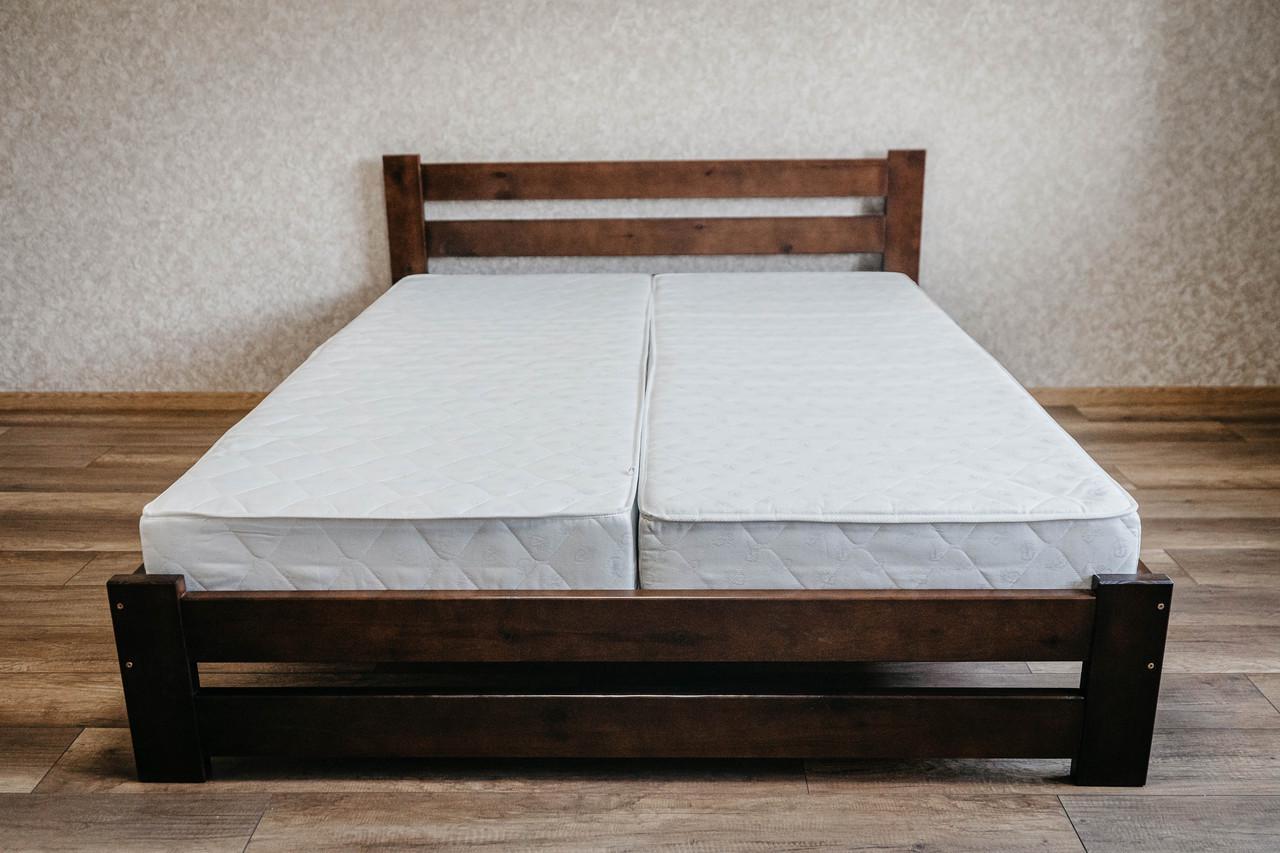 Ліжко двоспальне з масиву сосни 140x200 см Горіх темний (1869076588)