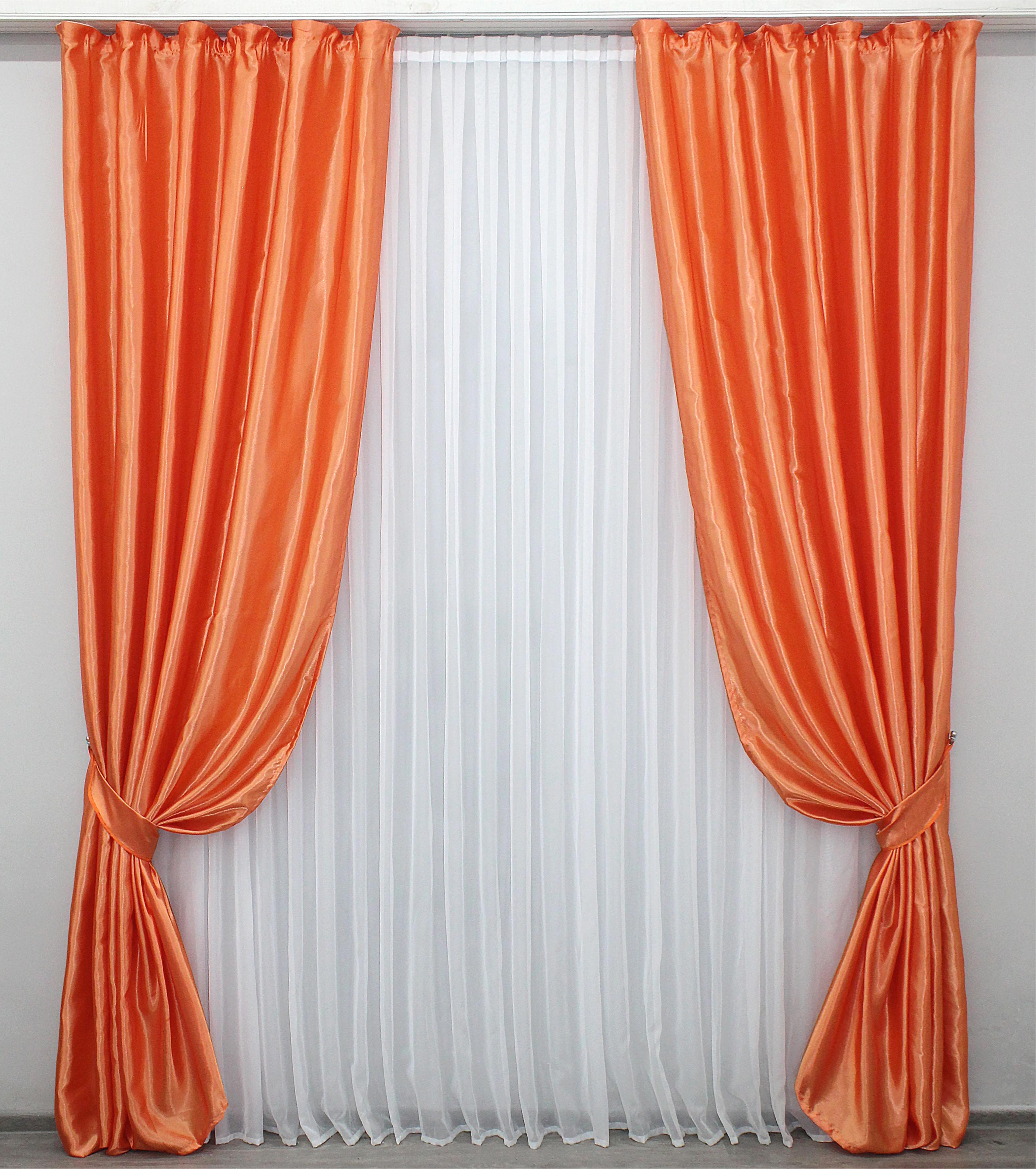 Комплект штор VR-Textil Атлас № 796ш 150х275 см 2 шт. Оранжевый (30-577)