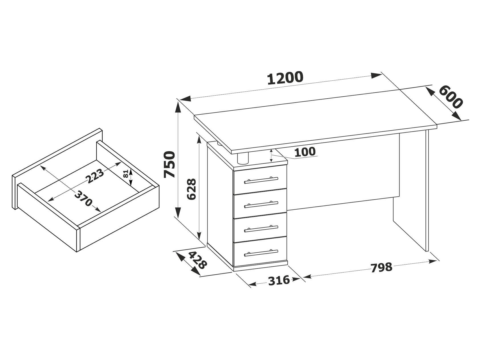 Компьютерный стол XDesk 106 слева с тумбой 32 мм Делано темный (XDesk-106...1) - фото 4