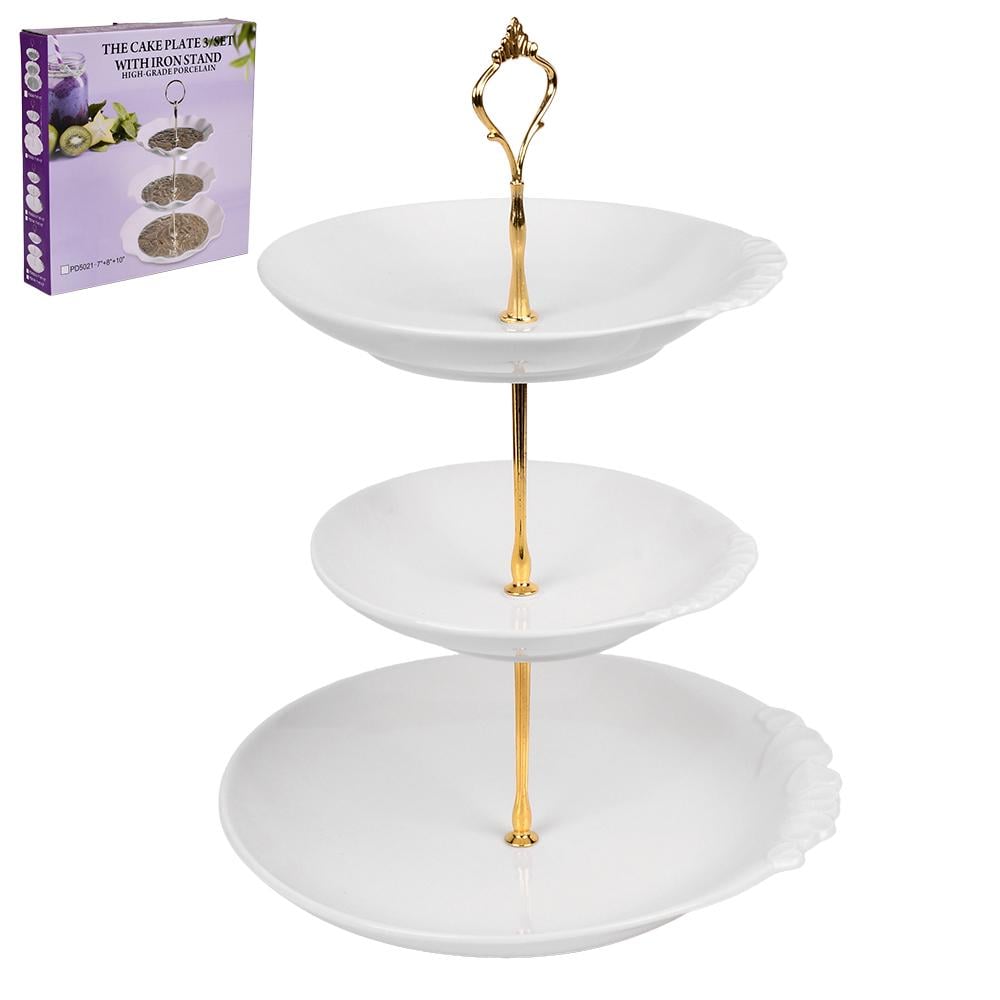 Фруктовница фарфор Edge 3 яруса 7"/8"/10" - фото 1 Фруктовница фарфор Edge 3 яруса 7"/8"/10" - фото 1