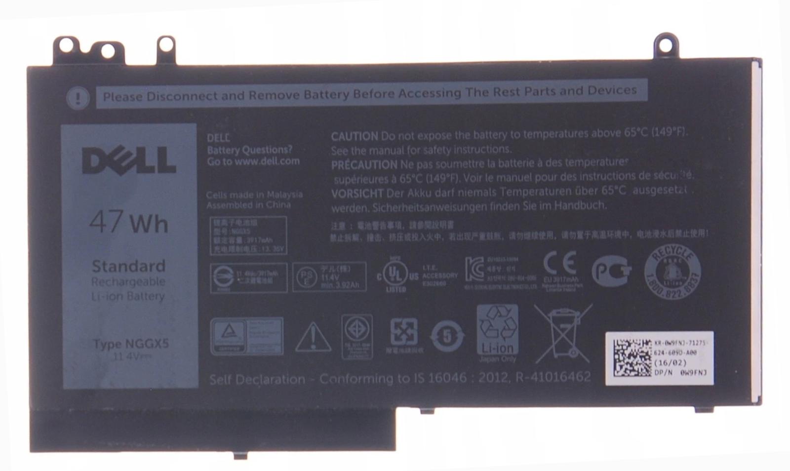 Аккумулятор для Dell Latitude E5270/E5470/M3510/E5570/E5550/E5570/RDRH9/JY8D6/W9FNJ/NGGX5 47Wh 4130 mAh (000012825)
