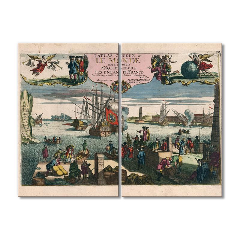 Винтажная карта Веселый атлас или мир 2 модуля 50x75 см