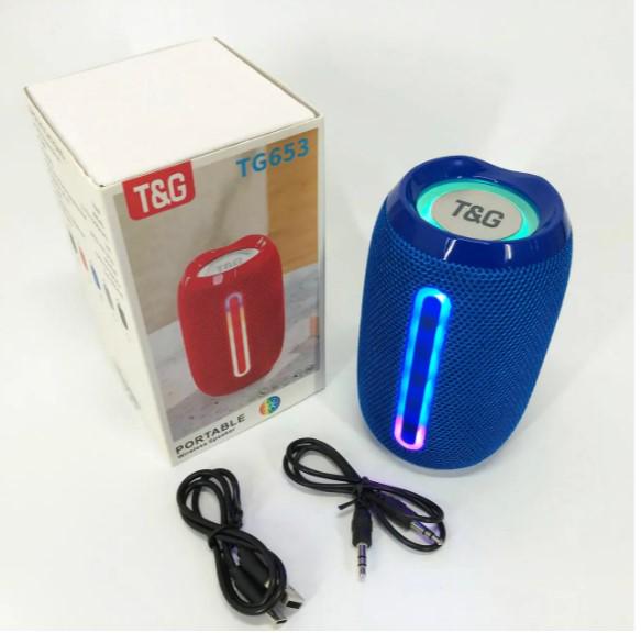 Портативна Bluetooth-колонка TG653 USB з ремінцем Синій - фото 4