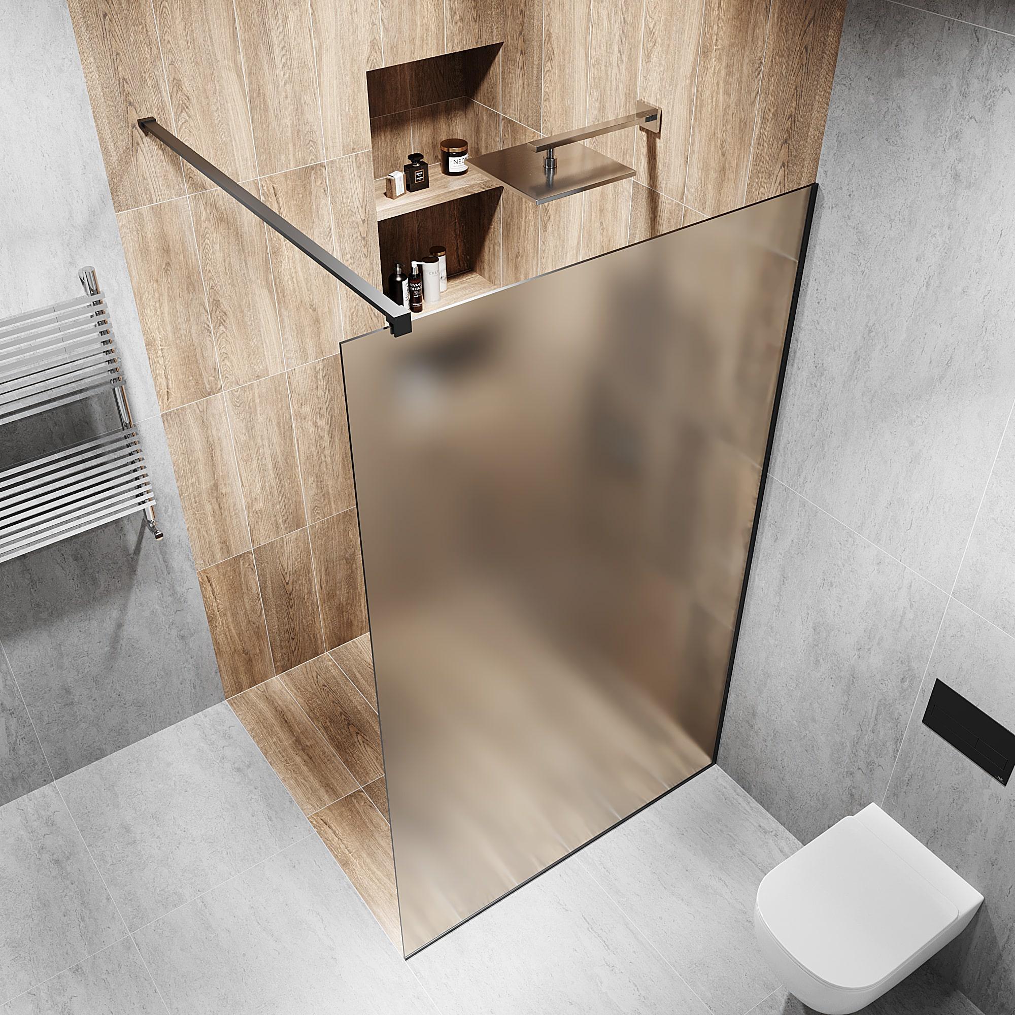 Душова перегородка скляна 2000х1100 мм з прозорим матовим склом та чорною матовою фурнітурою (model-A.174) - фото 2 Душова перегородка скляна 2000х1100 мм з прозорим матовим склом та чорною матовою фурнітурою (model-A.174) - фото 2