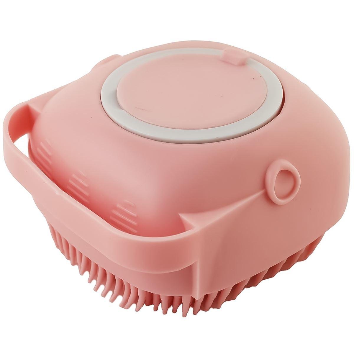 Щітка-масажер для купання тварин з дозатором Рожевий (121249)