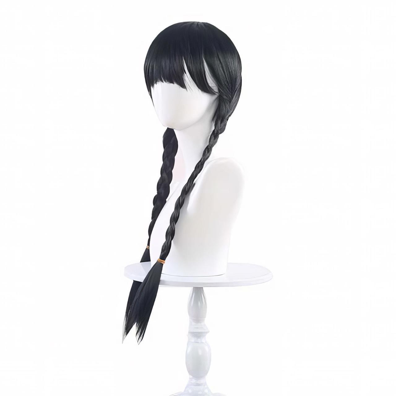 Перука для косплею чубчик і кіски в стилі Венсдей Аддамс 65 см Брюнет (K000798) - фото 2 Перука для косплею чубчик і кіски в стилі Венсдей Аддамс 65 см Брюнет (K000798) - фото 2