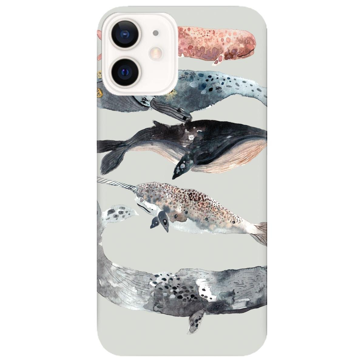 Силіконовий чохол Zorrov для Apple iPhone 12 - Whales white (14070080226106128)