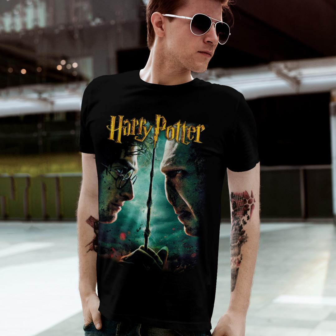 Футболка унисекс Harry Potter Harry VS Voldemort 4XL Черный (0000009991)