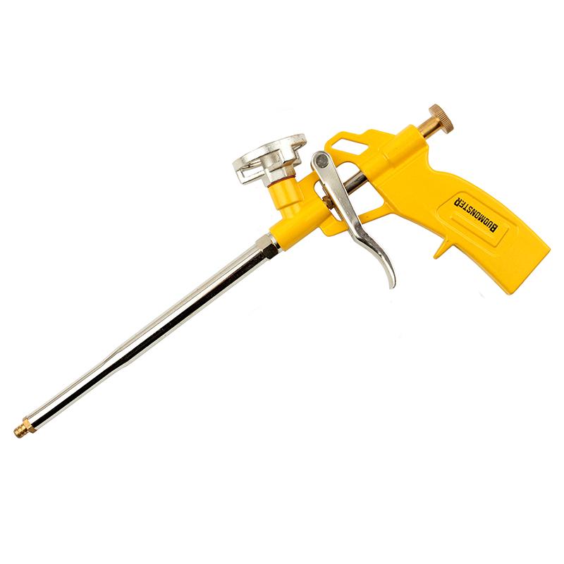 Пистолет для монтажной пены Budmonster с пластиковой ручкой никелевое покрытие с 4 насадками (11037)