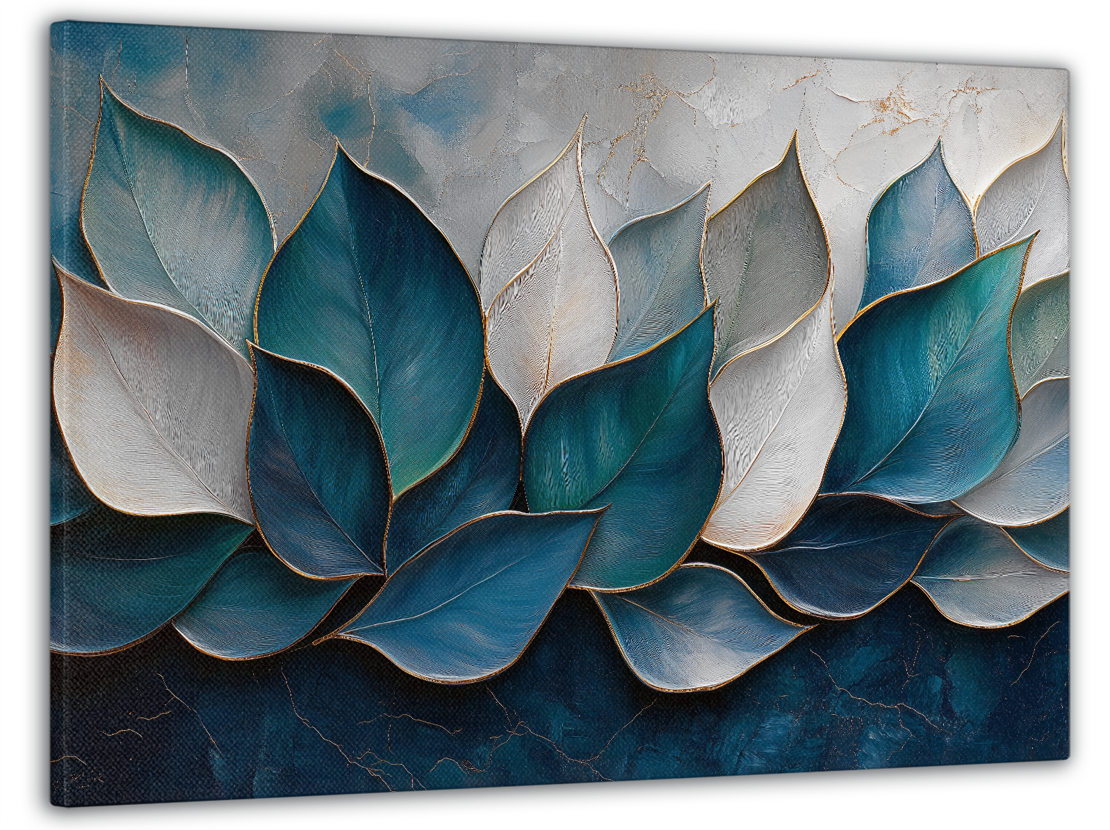 Картина на полотні Mako абстракція листя із золотим контуром 60x100 см (MK10602)