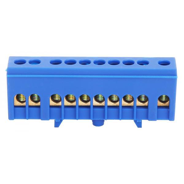 Шина нульова CHINT HC-009/10 мідь у корпусному ізоляторі на DIN-рейку 10 отворів 6х9 мм (10079)