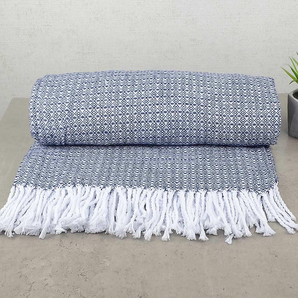 Хлопковый плед-покрывало 140х200 см Синий