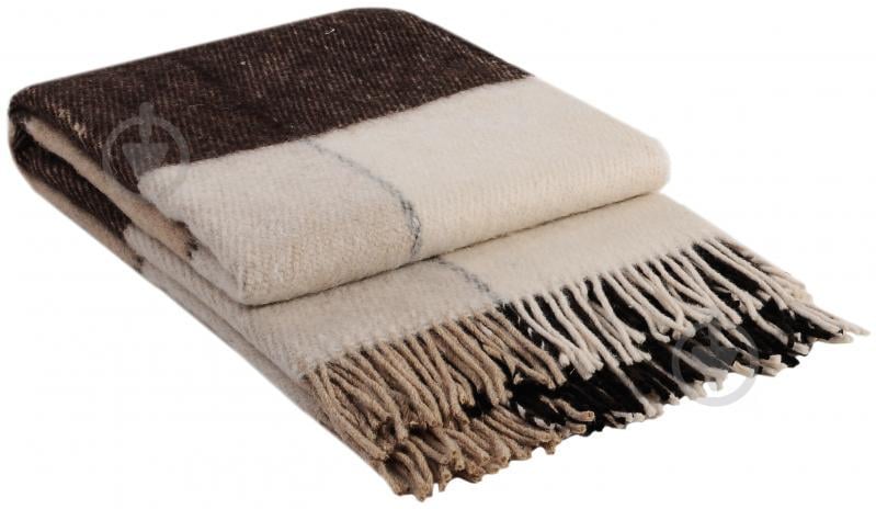 Шерстяной плед Vladi Эльф №1 Полуторный 140х200 см Бежево-коричневый (1005467)