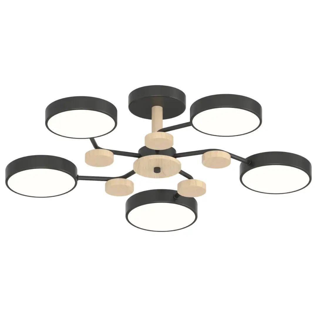 LED-люстра стельова Valeso V-XI3310-5 BK+Wood 90W (28689552)