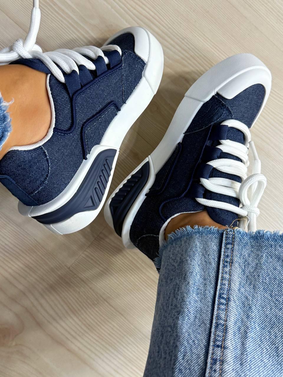 Кеды женские Violeta 143-46 джинсовые на шнурке р. 39 Синий/Белый (5043)