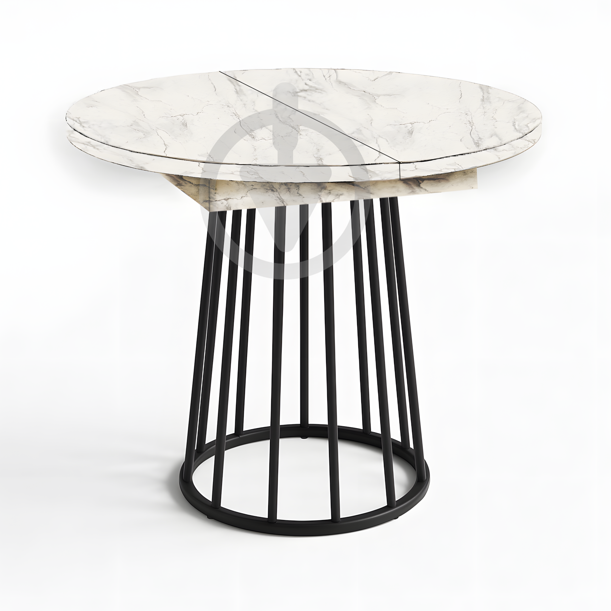 Стол кухонный раскладной RoMax Elegant Slide 110x75/140x75 см Loft Мрамор Кристалл/Черный