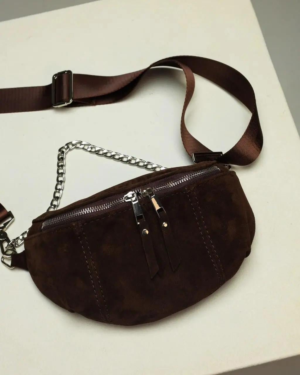 Сумка-бананка женская SW130-2 из натуральной замши Шоколад (SW130-2)