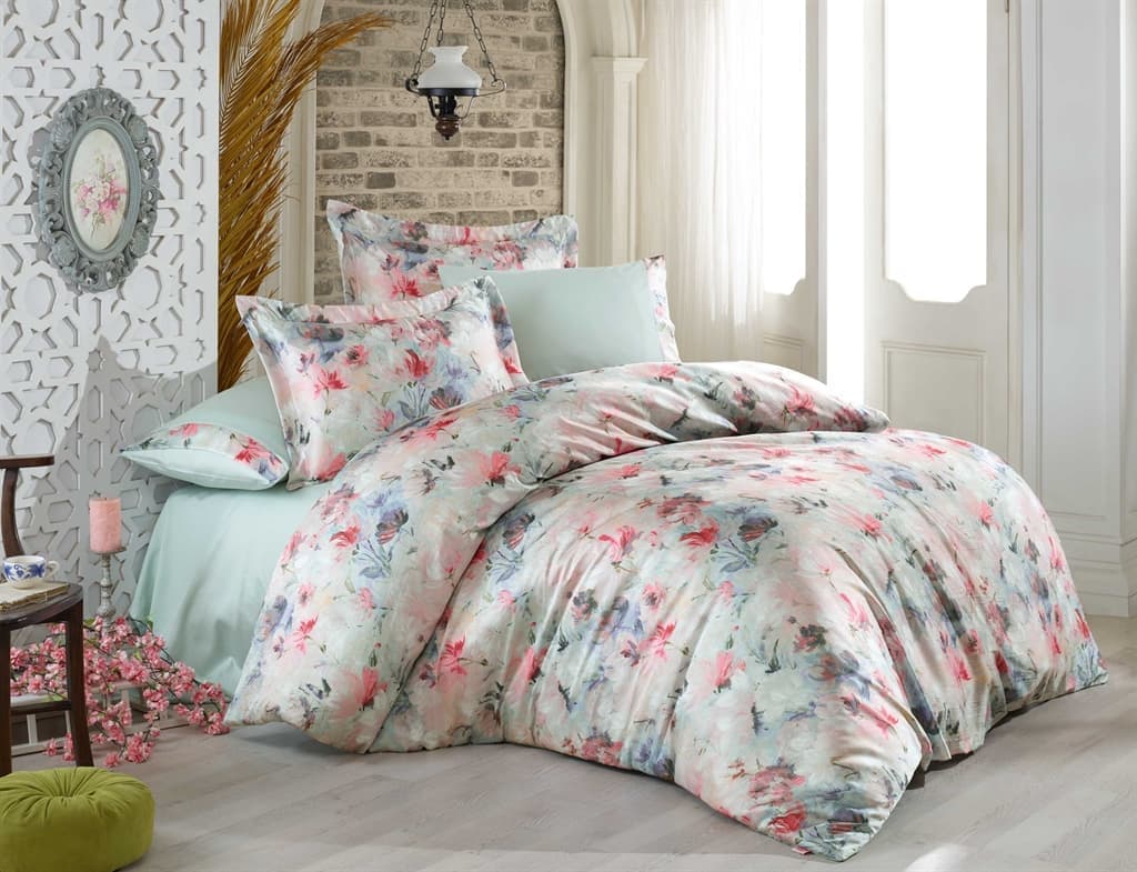 Комплект постільної білизни Hobby Crash Sateen Cristina 200х220 см/50х70 см 2 шт./70х70 см 2 шт. Салатовий