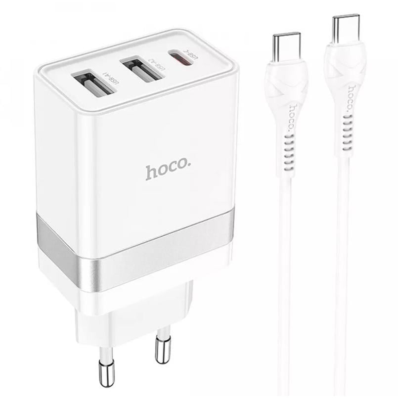 Зарядное устройство сетевое Hoco N21 Pro Tourer 30W 2xUSB/Type-C/Кабель Type-C to Lightning Белый (38130 white)