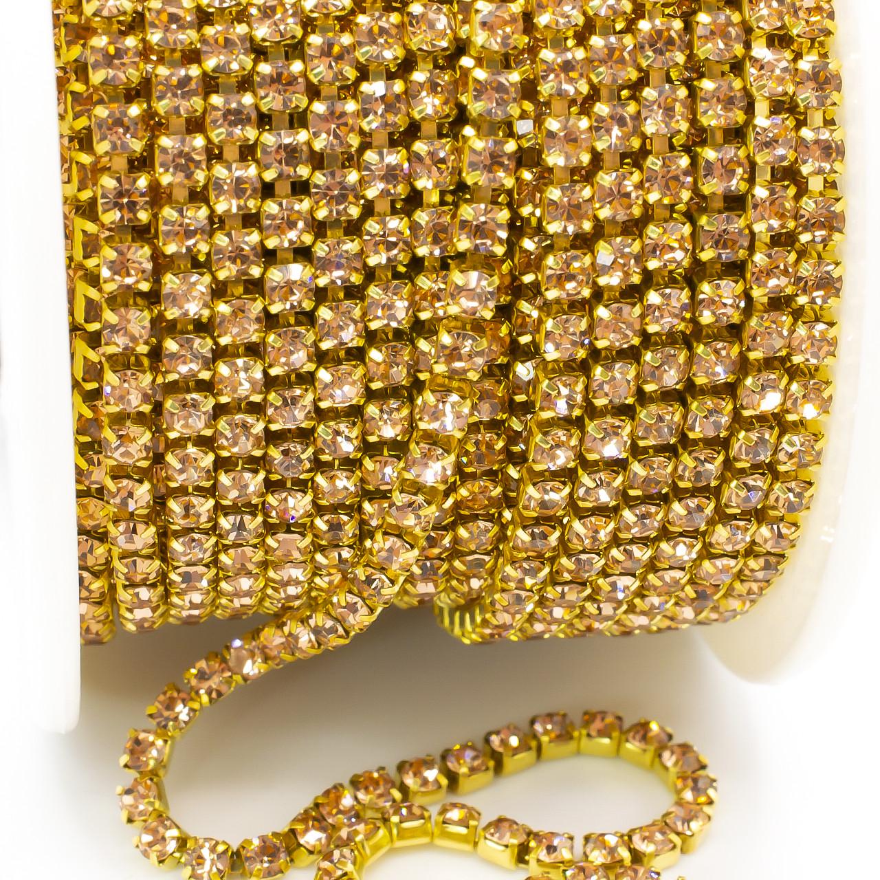 Цепь стразовая SS8 LCT 2,5 мм 1 м gold (ЦС0802з19) Цепь стразовая SS8 LCT 2,5 мм 1 м gold (ЦС0802з19)