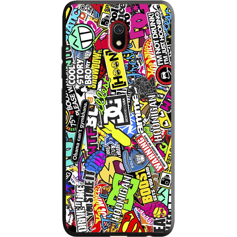 Чехол Boxface Xiaomi Redmi 8A Multicolored Inscriptions Черный силикон (38341-up880-38671)