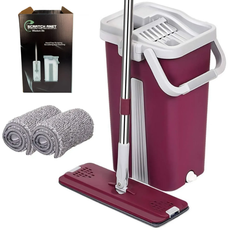 Швабра и ведро с автоматическим отжимом Scratch Anet 8 л Бордовый (65656) - фото 1 Швабра и ведро с автоматическим отжимом Scratch Anet 8 л Бордовый (65656) - фото 1