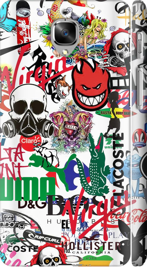 Чехол на OnePlus 3 Many different logos (4022m-334-42517)
