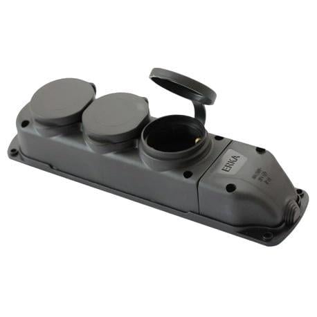 Колодка тройная ERKA 6003 с/к и заглушками каучук 16А (28688580)