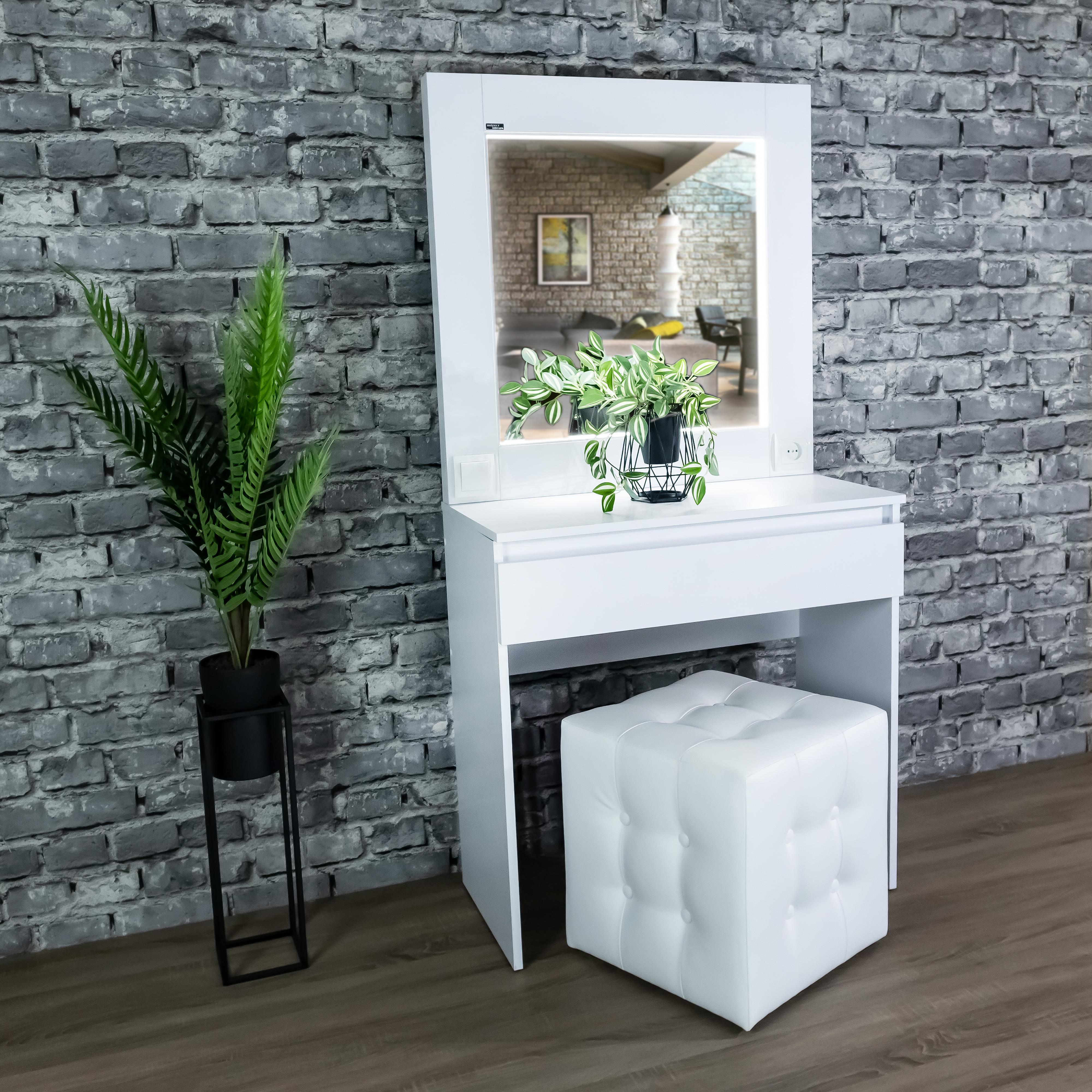 Стіл макіяжний з Led підсвічуванням 160х80х40 см Білий (01/01) - фото 5