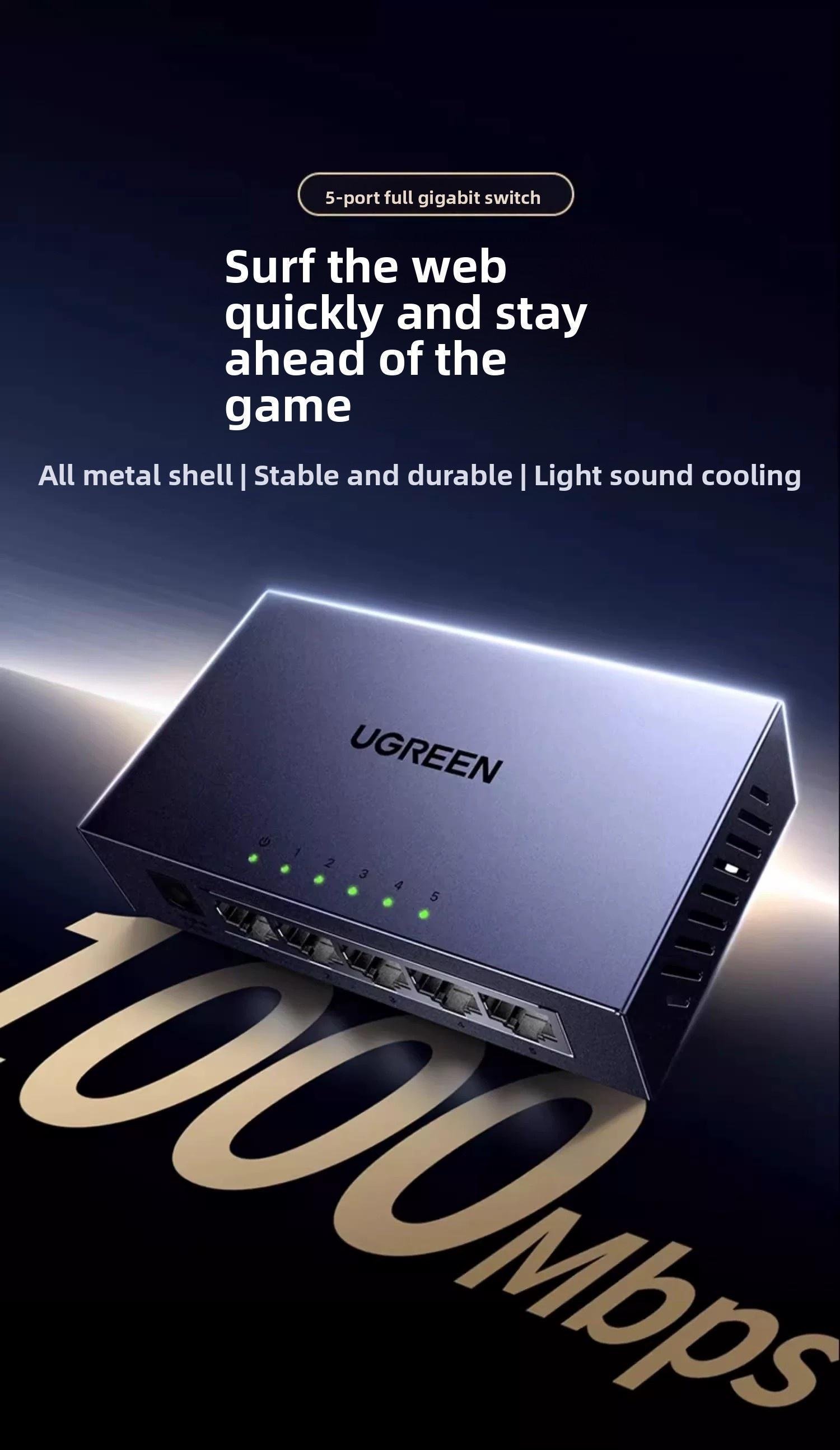 Коммутатор сетевой Ugreen 5 портов 1000 мбит/с 4kV (55466) - фото 2