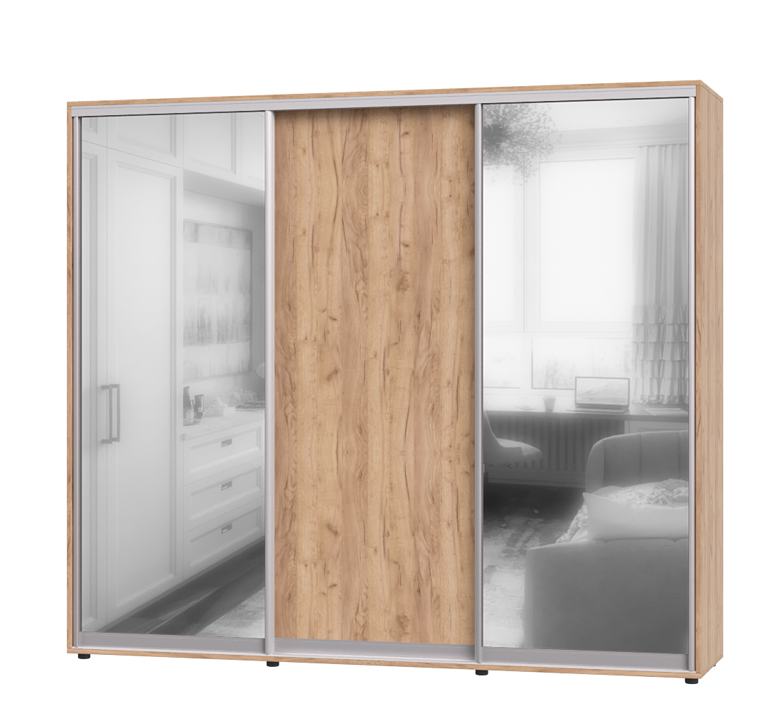 Шкаф-купе трехдверный Эверест ШК-04 240х60х220 см 
Дуб крафт золотой (07219)