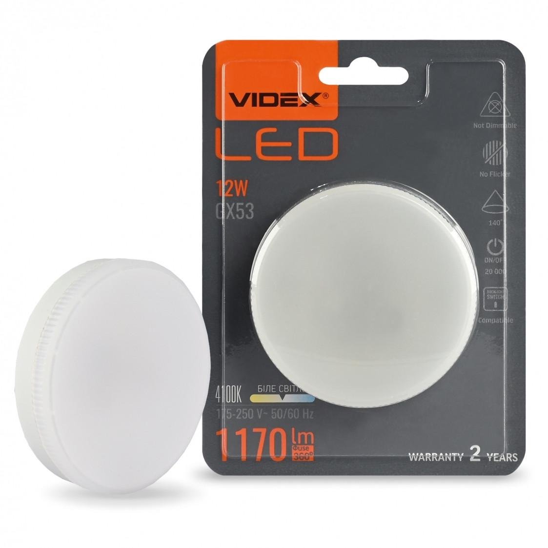 Лампа светодиодная VIDEX 12W GX53 4100K 1170Lm 220V Белый Лампа светодиодная VIDEX 12W GX53 4100K 1170Lm 220V Белый