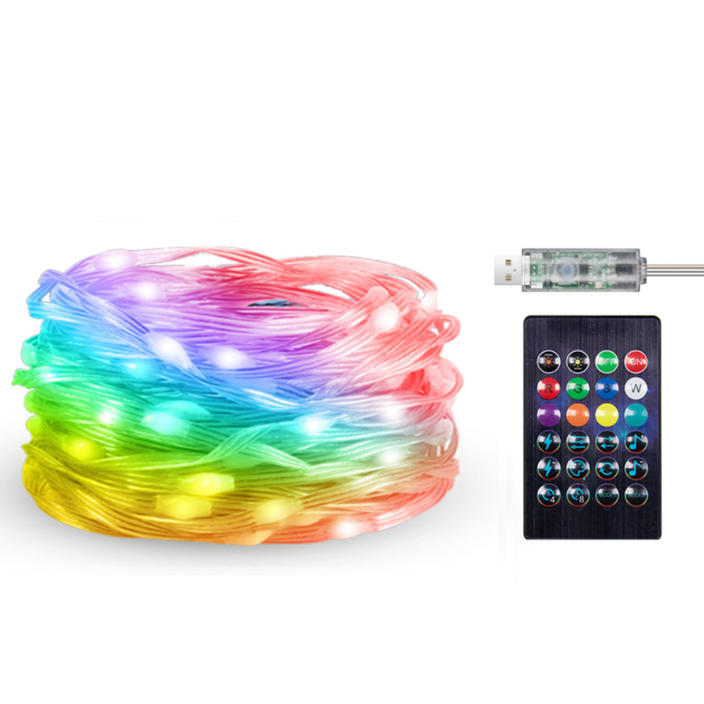 Гирлянда роса APP Bluetooth смарт RGB с пультом и USB для дома 100 LED 10 м (6000)