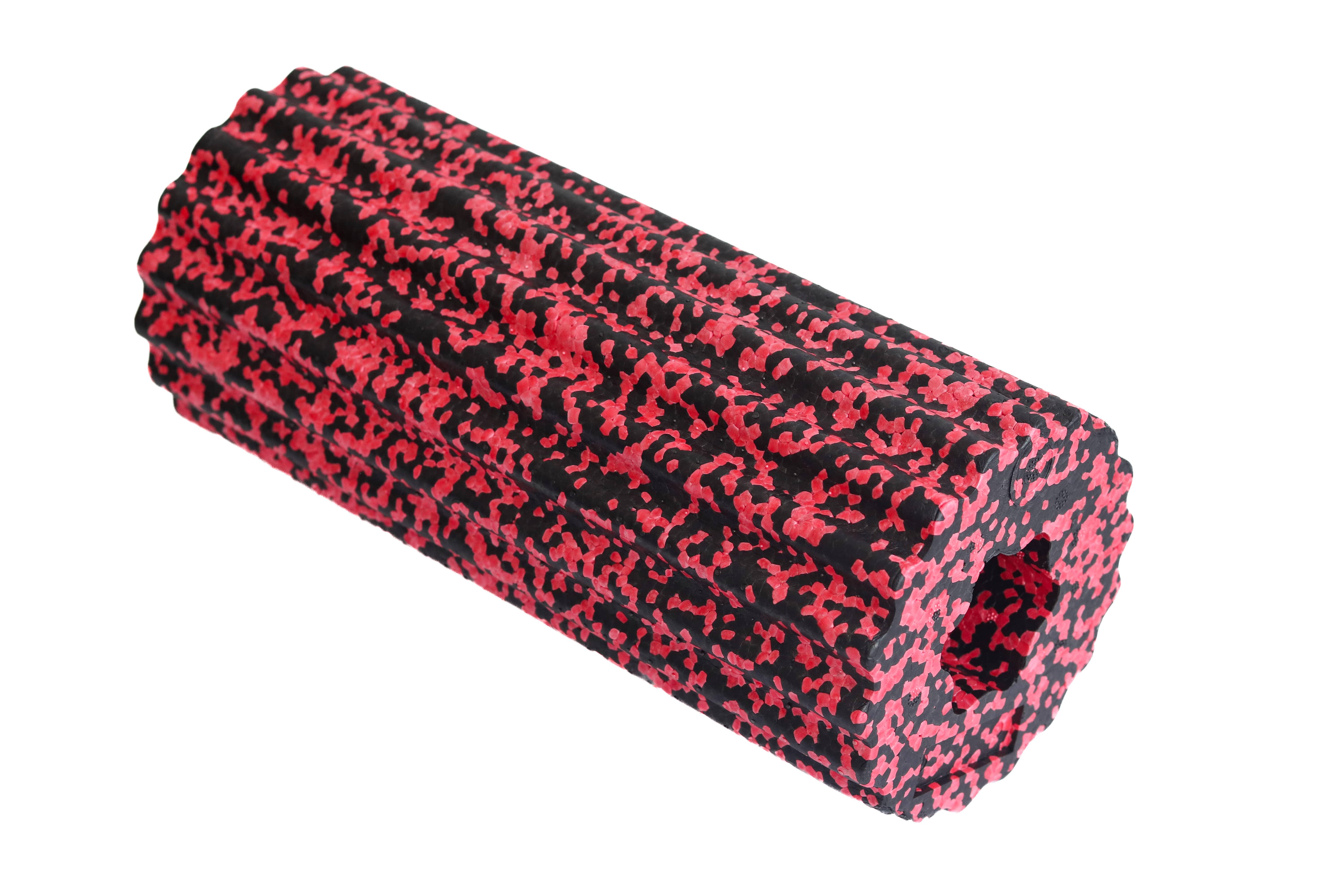 Ролик массажный ребристый RollerUA МФР для спины и тела 33х14 см Black/Red
