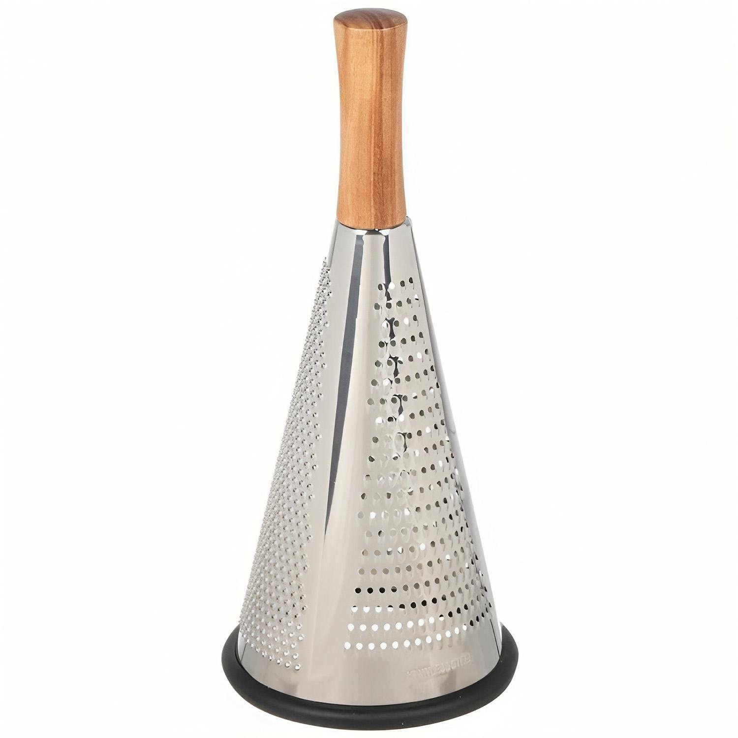 Терка для овощей и фруктов Конус 3-х сторонняя из нержавеющей стали с деревянной ручкой 27 см (24099592) Терка для овощей и фруктов Конус 3-х сторонняя из нержавеющей стали с деревянной ручкой 27 см (24099592)