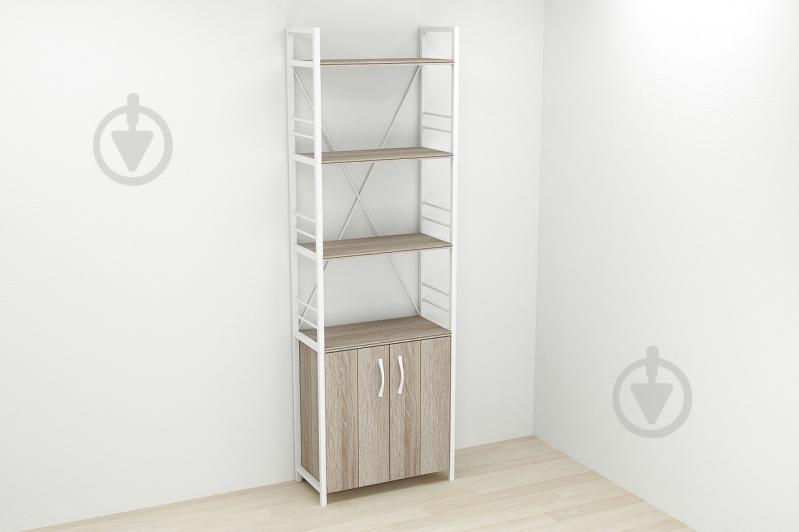 Этажерка 4/60 Ferrum-decor Серии Конект с тумбой  179x60x28 Белый ДСП Сонома Трюфель (FD1074)