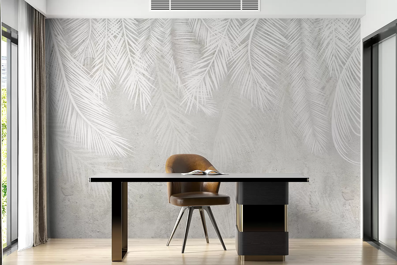 Фотообои флизелиновые Styleo Пальмовые листья u94286 350х270 см Бежевый