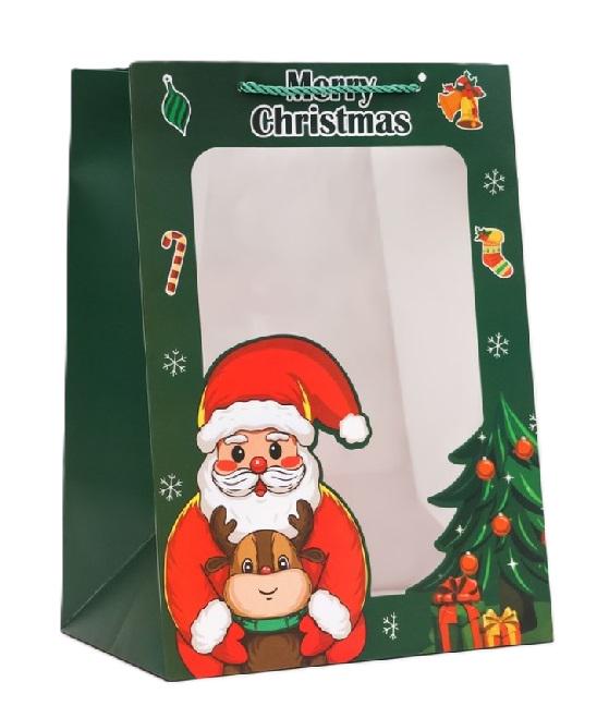 Подарунковий пакет новорічний Stenson R96891-M New Year з віконцем Black