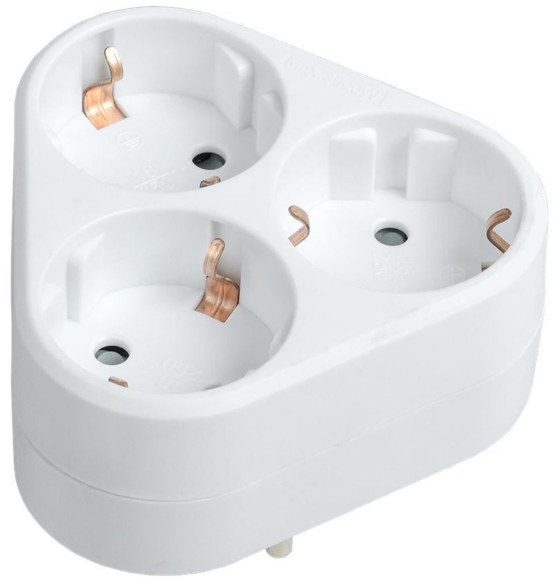 Трійник трикутний УЕК 3 місця 16A 2P+PE IP20 пластик (WTP10-16-03-Z-K01)