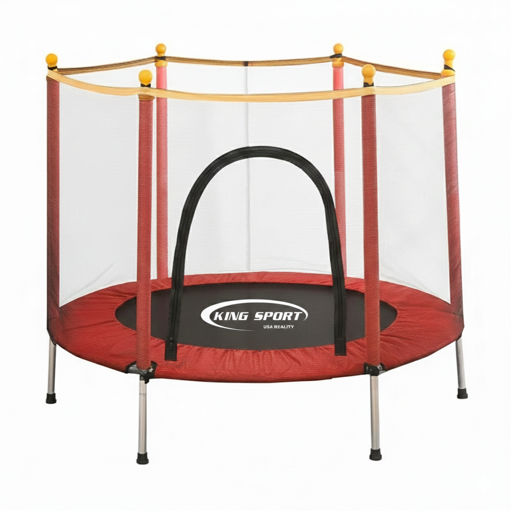 Батут детский King Sport с защитной сеткой 6 опорных ножек 140 см Red (KS0774)
