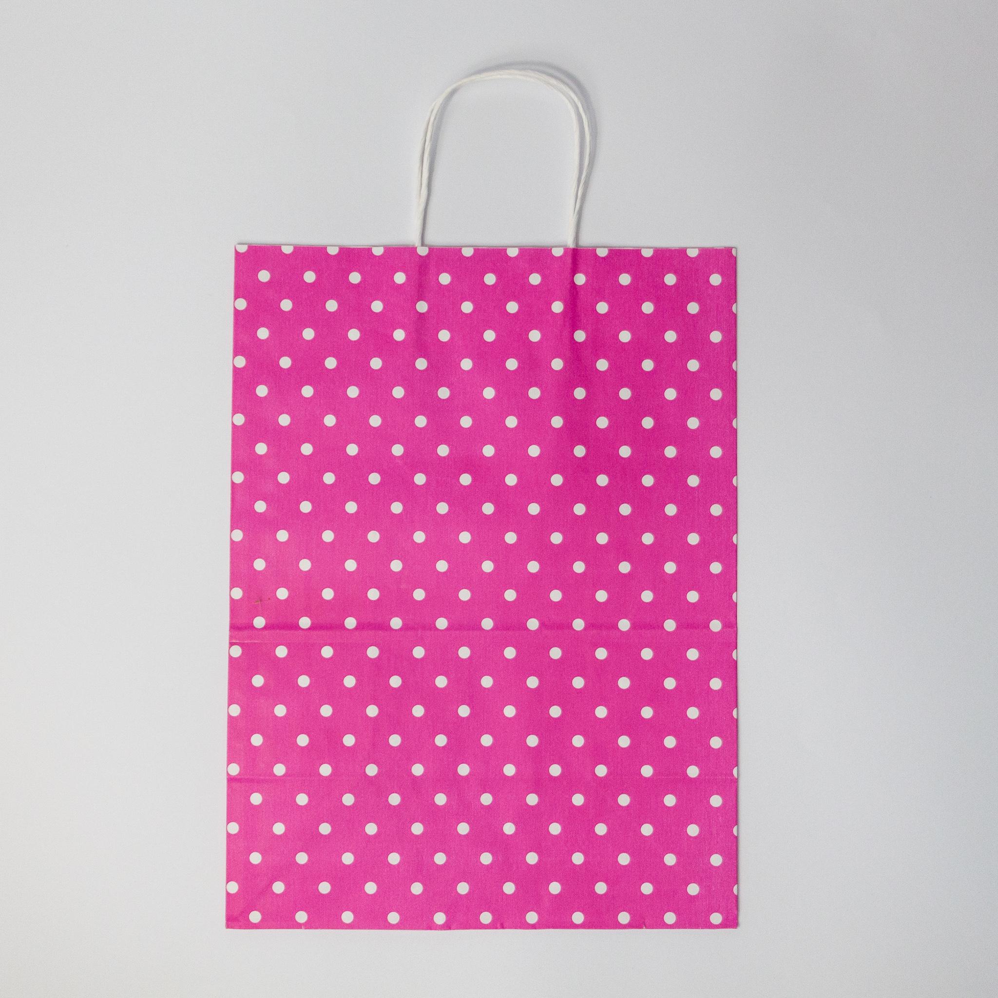 Пакет бумажный с кручеными ручками Eko-kraft 260х150х350 мм 50 шт. Розовый