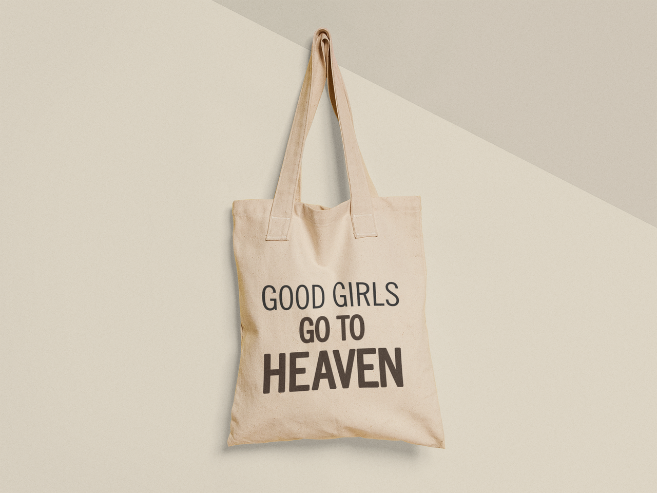 Эко-сумка шоппер с принтом "Good Girls go to heaven" 38х40 см Бежевый (ПН416-Т)