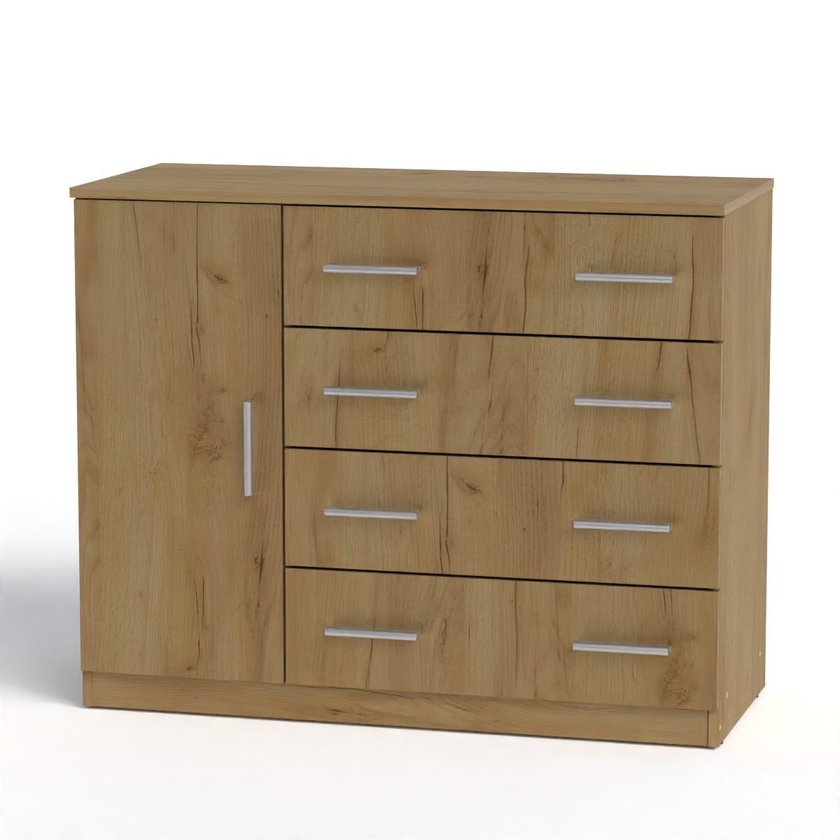 Комод Компанит 4+1Б 105х45х85 см Дуб крафт золотой (25398966)