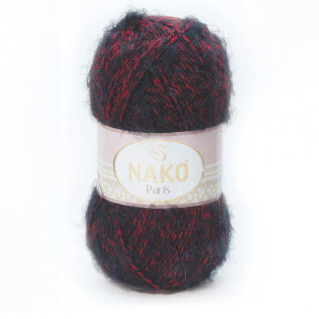 Пряжа Nako Paris 21306 черно-красный (2575)