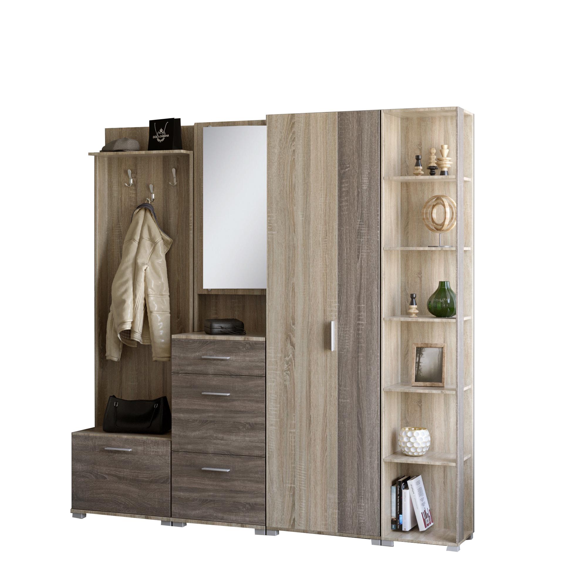 Прихожая Эверест Бриз-4 с распашным шкафом Дуб сонома/Трюфель (EVR-2659)