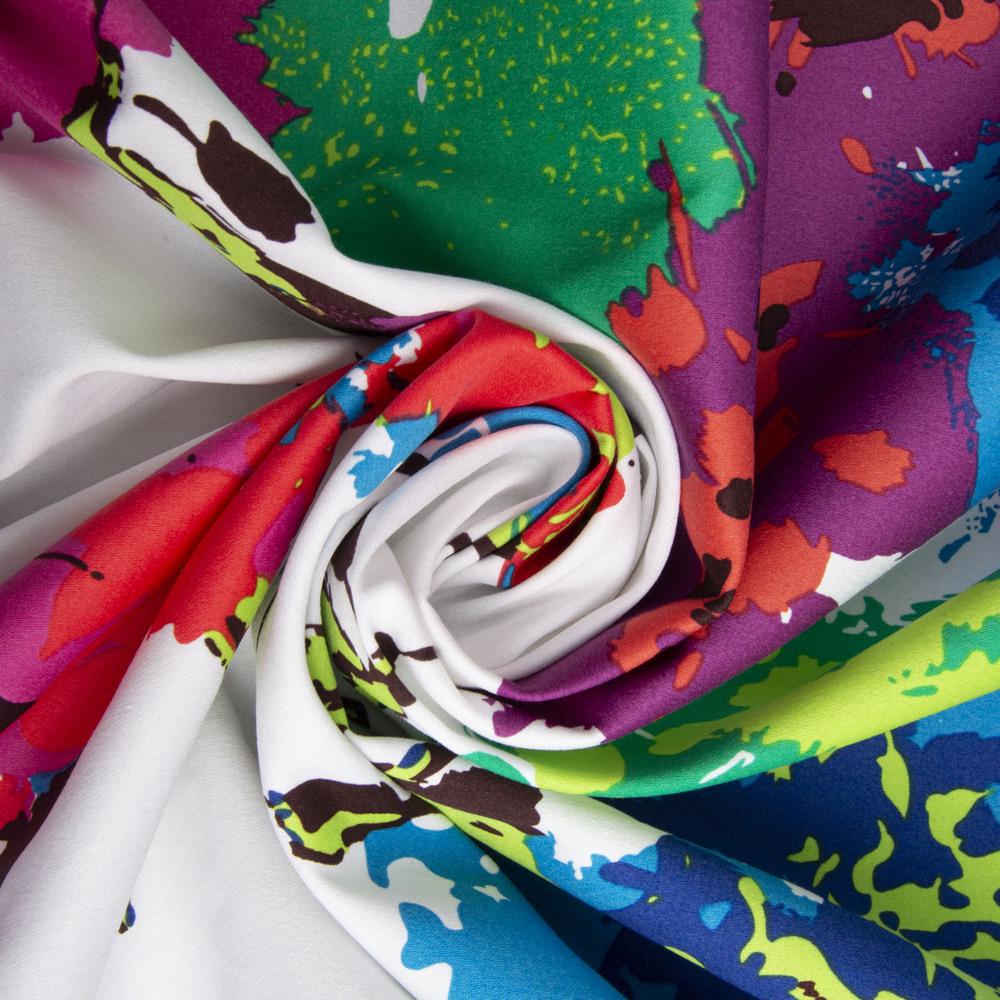 Ткань костюмная коттон цветок акварель Фуксия (20845)